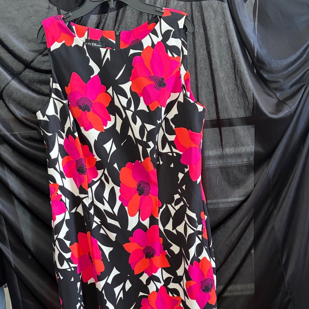 Alyx Black and Pink Floral Midi Dress